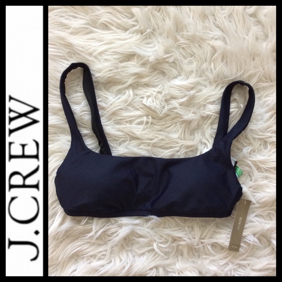 NWT J.Crew Square Neck Bikini Top in Navy - Picture 5 of 7